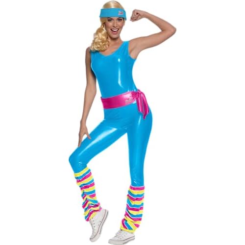 Rubies Disfraz Barbie deportista para mujer, Jumpsuit, calentadores, Cinturón y Diadema. Oficial Mattel, para Navidad, Carnaval, Halloween, Despedidas de soltera, Fiestas, Cumpleaños