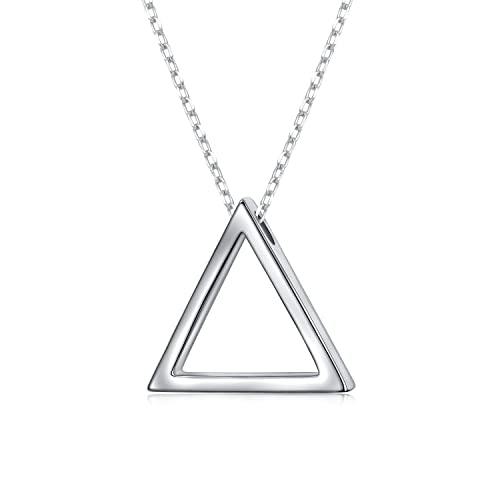 DAOCHONG 925 Sterling Silver Geometric Shapes Necklace Triangle/Rectangle/Rhombus/Circle Pendant Necklace for Women Jewelry Gifts