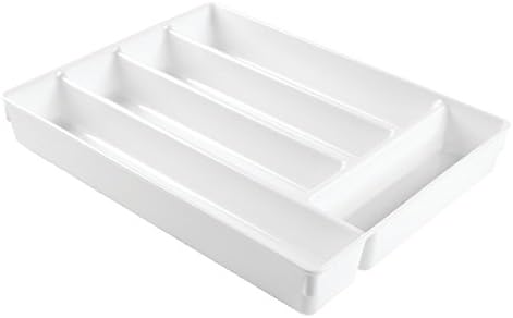 mDesign Cutlery Tray Organizer for Flatware and Kitchen Gadgets - 10.75" x 13.75" x 2", White