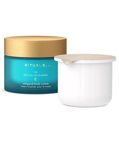 RITUALS Crema Corporal + Recarga, The Ritual of Karma Cofre de Regalo, Nuevo Envase de Vidrio, Crema Hidratante Corporal con Flor de Loto y Té Blanco, Aroma de Verano, 2 x 220 ml