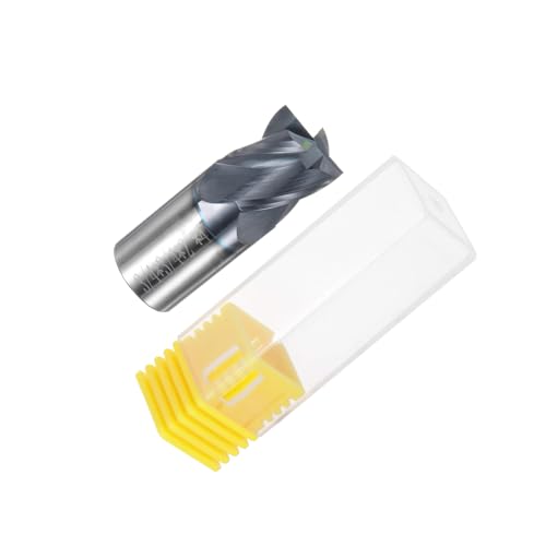 Image of uxcell Carbide Square End Mill, 3 /4 inch Diameter AlTiN Coated 4 Flutes Milling Bit Cutter, for Carbon Steel Alloy Steel Titanium Metal, 3 /4 inch Shank 15 /16 inch Cut Length 2 inch Long HRC45