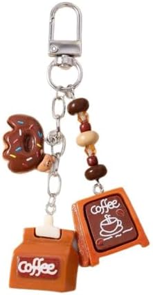 Novelty Coffee Bread Keychain Set for Women Men Funny Weird Acrylic Keyring Unique Jewelry Birthday Holiday Gifts image 5