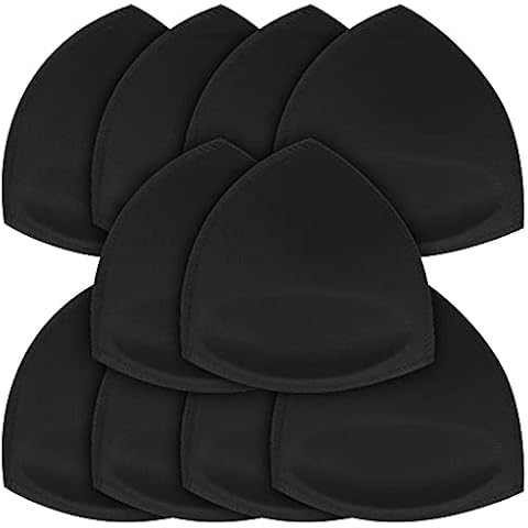 SKENGWEL 5 Pairs Women's Triangle Bra Pads Inserts Removable Push Up Sports Bra Cups Replacements for Bikini Top Swimsuit (Triangle 5 Pairs Black B/C) Cover