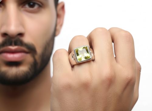 Image of Choose Your Color Mens Bold Ring 925 Sterling Silver Gemstone Wedding Engagement Statement Ring Birthstone Solitaire Jewellery Ring Sizes 4, 5, 6, 7, 8, 9, 10, 11, 12, 13,