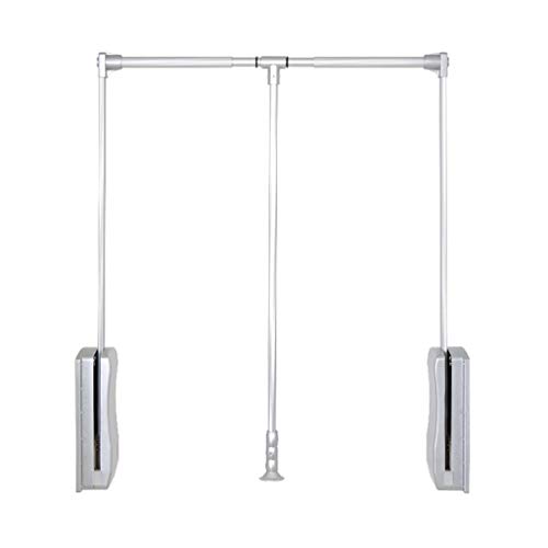 Barre de levage pour garde-robe réglable en aluminium argenté pour penderie de 45 à 60 cm