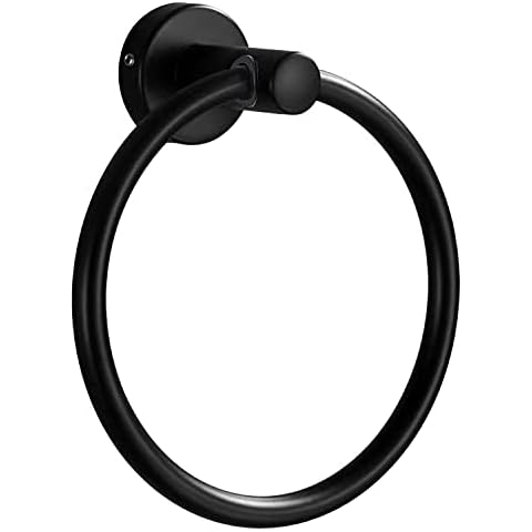 Dotodo Towel-Holder Bathroom Hand Towel-Ring - Contemporary Style Stainless Steel 304 Chrome Bathroom Accessories (Black) Cover