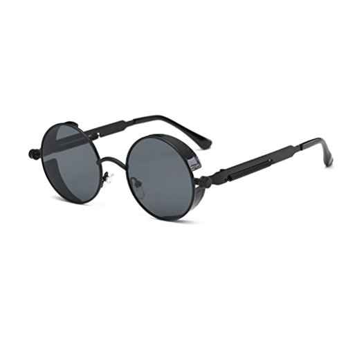 Óculos de sol KESYOO redondos espelhados Fshion Vintage Óculos de sol femininos masculinos (preto fr