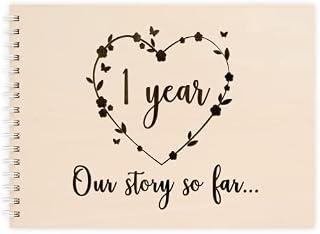 1 Year - Our Story So Far | Wooden Engraved Scrapbook | Memory Photo Book | Gift for 1st First One Year Paper Anniversary (A5)