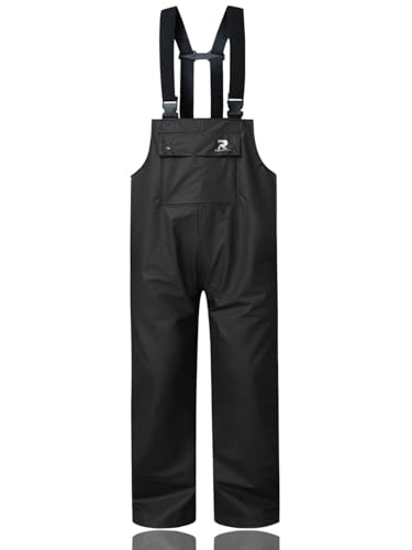RainRider Rain Pants for Men Women Waterproof Rain Gear Bib Overalls Trousers for Fishing Hunting(Black,Medium)