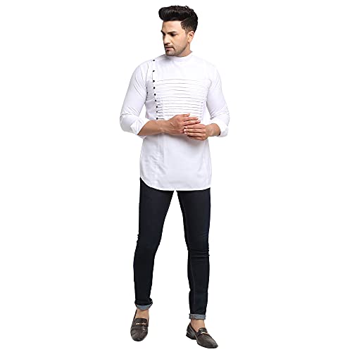Image of SAIFOO Men's Rich Cotton Blind Short Kurta