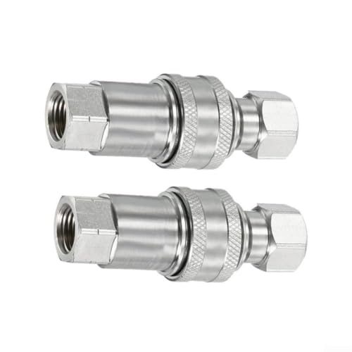 Image of 2 Sets M14x1.5mm Female Thread Hydraulic Quick Connector, Carbon Steel Coupling for Heavy Duty Equipment
