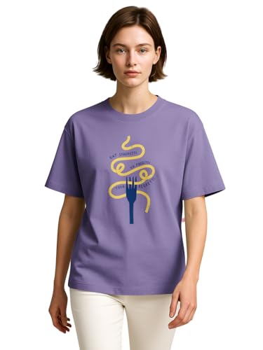 Image of HELLCAT Beige Trendy Printed Oversized T-Shirt for Women