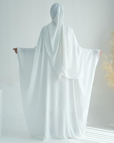 Zofocy Gebetskleidung für Frauen 2 Stück Abaya Muslim Damen mit Khimar Hijab Muslimische Robe einfarbige lose einteilige