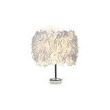 [Lámparas de mesa románticas] --- Las lámparas de mesa con pantalla de plumas blancas crean un ambiente romántico y cálido. Hace que la luz de la bombilla se vuelva uniforme y suave. Las plumas se balancean con la brisa, la lámpara puede desempeñar un buen papel decorativo.