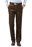Kinghua Pantalones de pana para hombre Casual pierna recta plisada frente pana pantalón, Marrón, 34W x 30L