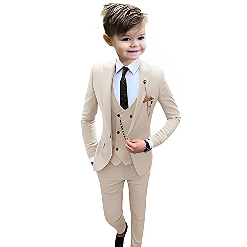Boys Suits Formal Wedding 3 Piece Jacket Pants Vest Kids Clothes Party Dress Child Blazer Set Green #TOP4