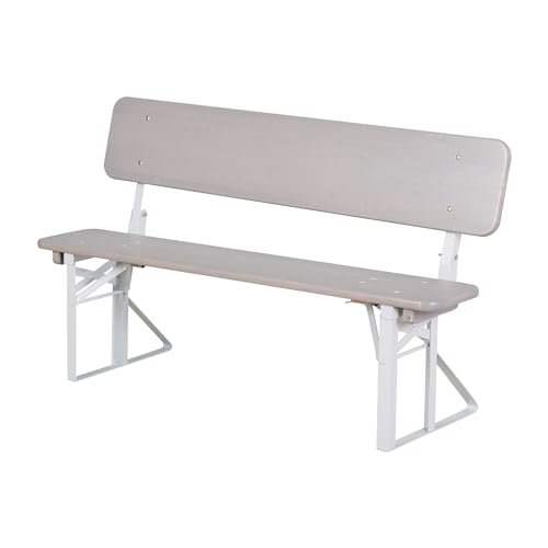 Roba Set Tavolo + 2 Panche Con Schienale Per Bambini - Per Giardino, Terrazzo, Aria Aperta - Pieghevole - Salvaspazio - Con Angoli Arrotondati - Da 24 Mesi - Legno Laccato Grigio - 5
