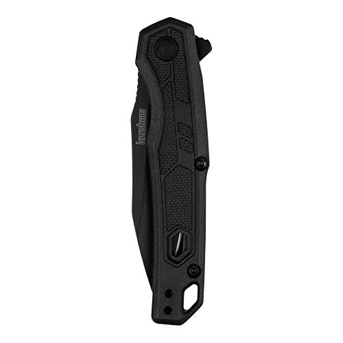 Image of Kershaw Appa Pocket Knife, All-Black, 2.75 Inch Steel Partially Serrated Reverse Tanto Blade, EDC with Assisted Opening, Reversible Pocketclip, Everyday Carry Pocket Knife for Men and Women
