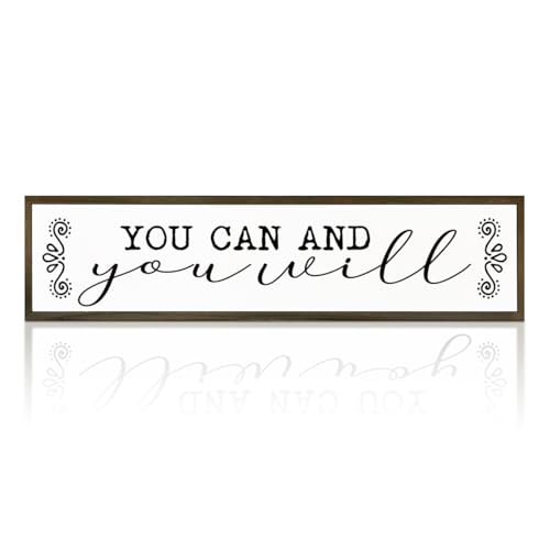 Inspirational Signs for Wall Table Decoration, Farmhouse Wooden Block Sign, Home Decor Accent, Office Cubicle Decor, Encouragement Gift, You Can and You Will Sign 17.8x4x1.2 inches 48
