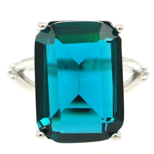 Bagues aigue-marine bleue et topaze fumée 18 x 13 mm pour homme et femme