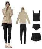 [アクレイス] 水着 レディース ラッシュガード 長袖 5点セット フード付き パーカー al-sh24004 S M L XL XXL