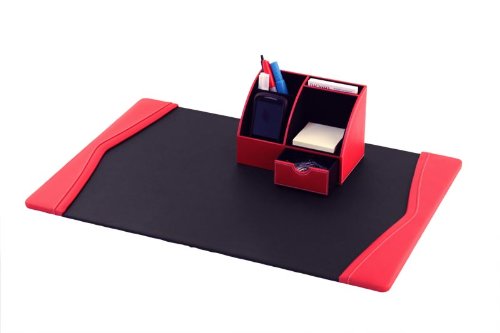 Organiseur de bureau rouge pour sublimer votre espace télétravail en cuir
