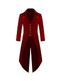 alquiler disfraces coruña producto antes de comprar Chaqueta Steampunk Irregular Gotico Manga Larga Ropa De La Vendimia Viste Traje De Cosplay para Hombres Rojo S