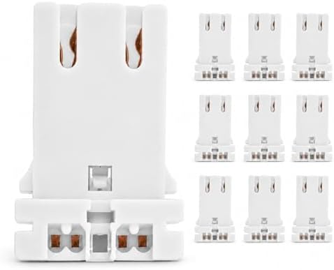 OSALADI 10 Pack Non-Shunted T8 T12 Lamp Holders, Fluorescent Lamp Socket Replacements, Turn-Type U-Bend Tombstone Sockets for Medium Bi-Pin Tube Lights, White