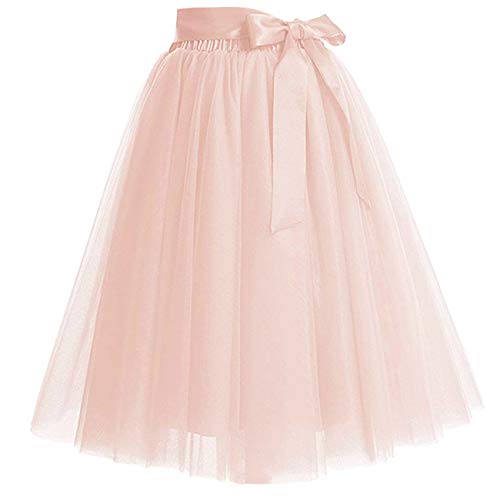 Women's Short Knee Length Tulle Skirt Tutu Evening Party Skirts for Girls (X-Large, Blush)