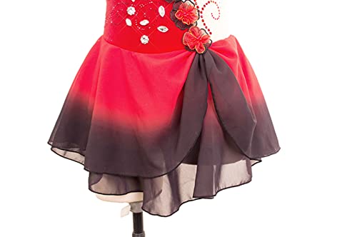 Emtri Figure Skating Dress, Elegant Velvet Stitching Rhinestone Flower Gradient Girls Women Figure Skating Competition Performance Costume Ballet Dance Gymnastic Dress,L,Wine Red #TOP4