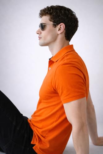 Image of Cotton Polo T-Shirt for Men | Solid Color Regular Fit Collar Neck T-Shirt