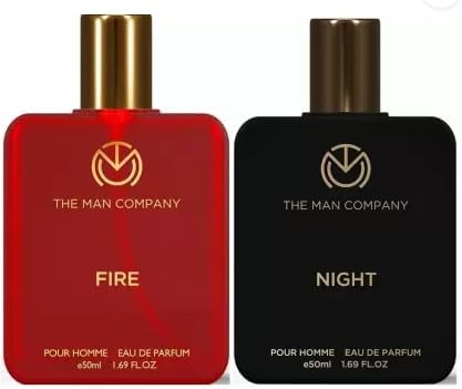 The Man Company Night & Fire Perfume Gift Set for Man - 50 ml, Set of 2 Fragrances | Premium Long-Lasting Fragrance | Day Outing & Date Night Eau de Parfum | Gift For Man | Secret Santa Gift |