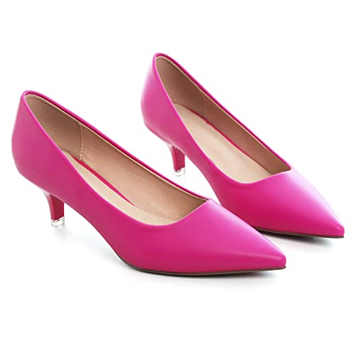 Image of Women's Low Kitten Heel Pumps Classic Fashion Dress Pumps Simple Heeled Shoes for Office Work