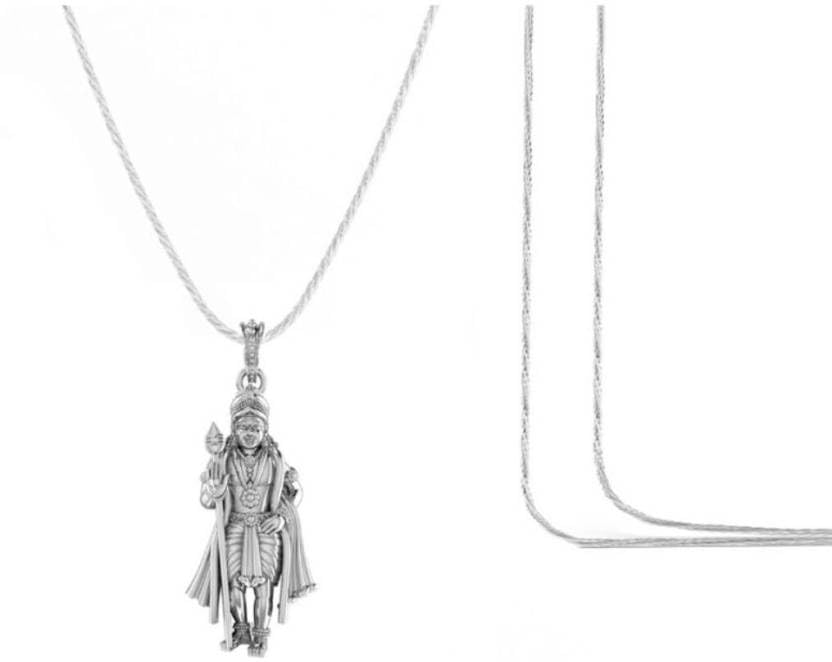 Pendentif Kartikeya en argent sterling 925 petit modèle avec sa chaîne de pape élégante