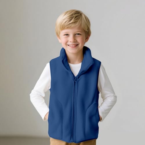 Boys Girls Plain Fleece Vest Teen Zip Up Mock Neck Sleeveless Thermal School Uniform Outwear Fall Winter Warm Jacket4