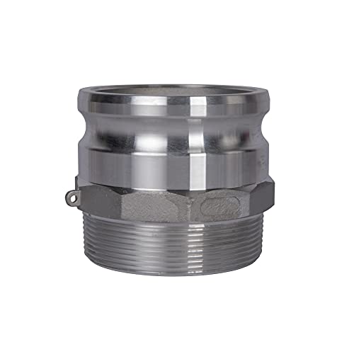 Quafwia Aluminum Camlock Fittings - 4" Type F Cam & Groove Hose Connectors, Male Adapter x Male NPT Thread Coupling (4'')