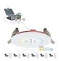 NUWATT Fire Rated 3 inch LED Recessed Lighting, Dimmable 3" LED Wafer Lights, 5CCT 2700K/3000K/3500K/4000K/5000K, CRI90 Wet & IC Rated Canless Recessed Lighting, 8W, 550LM, No Cone Needed, ETL, 6 Pack