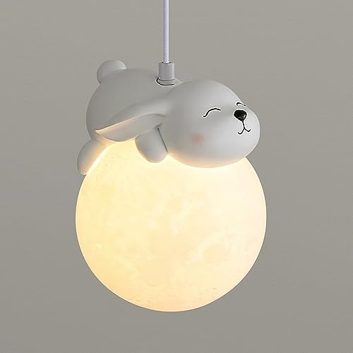 Lámpara de techo colgante de luna 3D regulable para dormitorio de niños pequeña