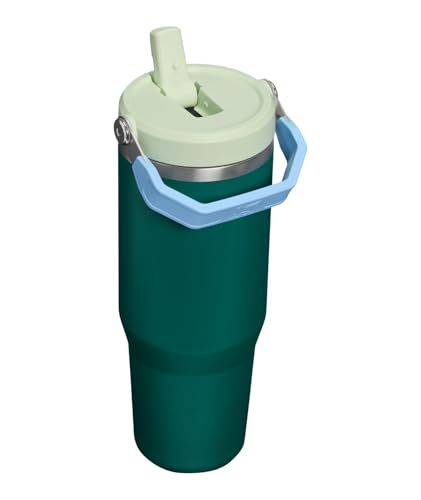 Image of STANLEY IceFlow 2.0 Flip Straw Tumbler with Handle 30 oz | Twist On Lid and Flip Up Straw | Leak Resistant Water Bottle | Insulated Stainless Steel | BPA-Free | Emerald Honeydew
