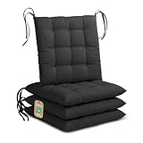 Lavea® Cuscini per Sedie 40x40 cm – Set da 4 Cuscini Sedie Cucina con Laccetti – Lavabili, per Interni ed Esterni, Ideali per Giardino, Balcone e Terrazza - Antracite