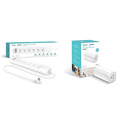 Kasa Smart Plug Power Strip & Kasa Smart Plug by TP-Link, Dual Outlet Smart Home Wi-Fi Socket Works with Alexa, Echo, Google Home & IFTTT, No Hub Required, Remote Control, 15 Amp (HS107)