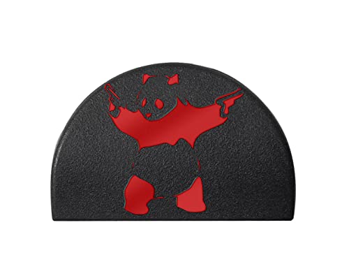 NDZ Performance JP1 Grip Plug for Glock 17 19 21 22 23 24 31 32 34 35 38 Gen 1-3 in 9mm .40 .357 10mm .45 ACP Color Filled Laser Engraved in Red - Panda with Guns Outline