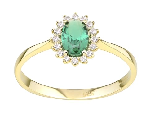 Image of Old English Jewellers 9ct Yellow Gold Emerald Oval Cluster Ring size J K L M N O P Q R S (R)