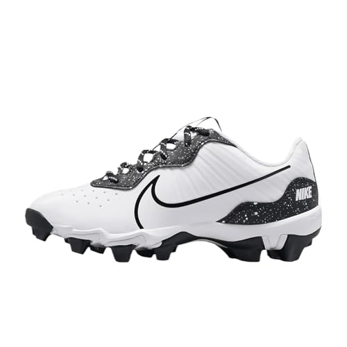 Nike Alpha Huarache 4 Keystone Boy's Rubber Molded Baseball Cleats SZ 10K White | Black | Black