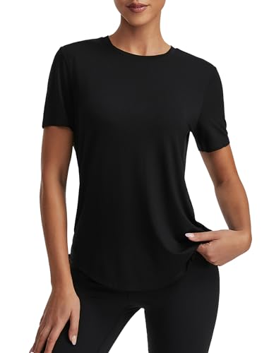 Short Sleeve Tops for Women Crew Neck T-Shirts Modal Tees Casual Loose Fit Trendy Lightweight Summer Outfits