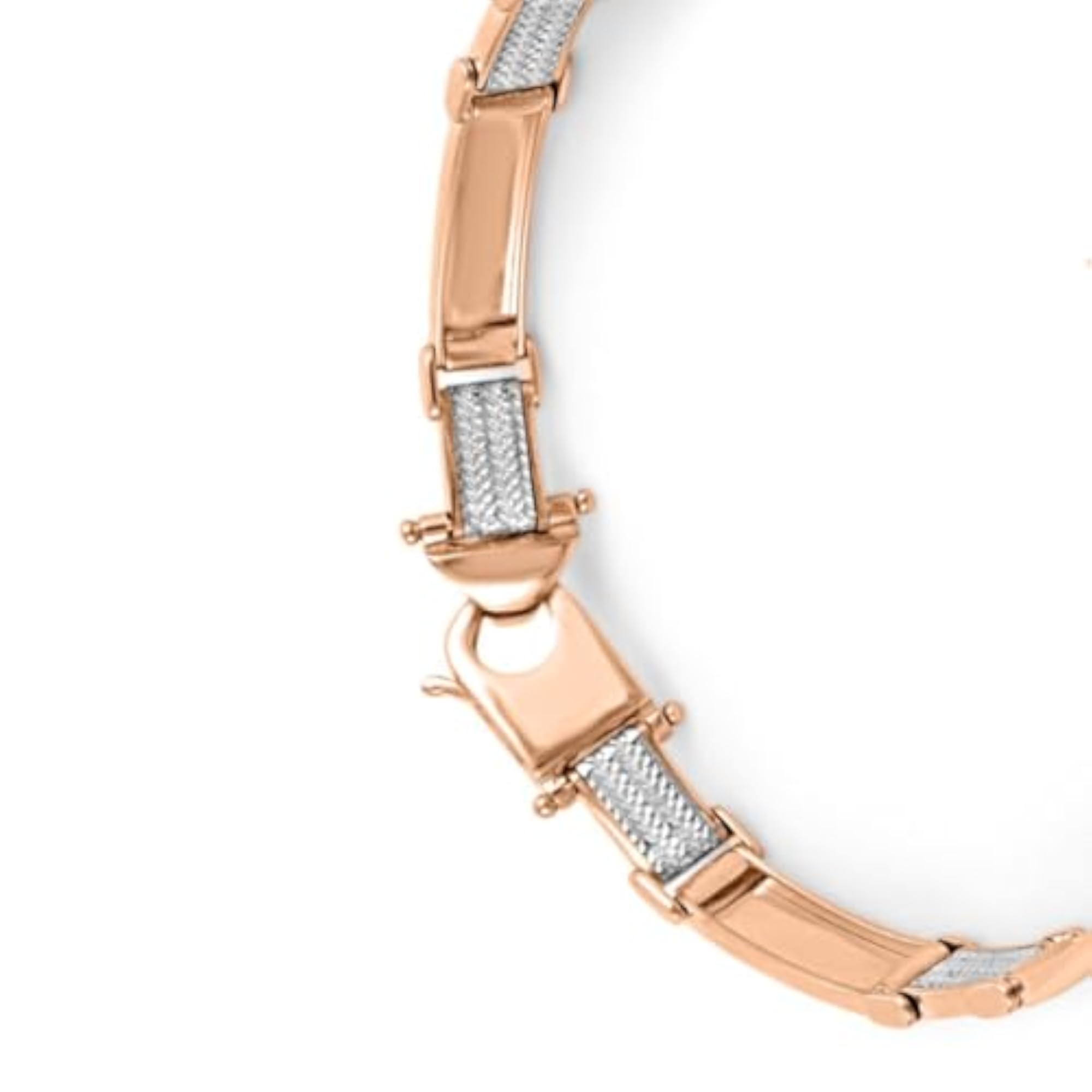 925 Sterling Silver Classic Rhodium & Rose Gold Plated Men's Bracelet