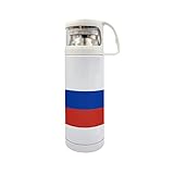 Funlucy Patriotische Russland-Thermobecher, vakuumisoliert, Russland-Flagge, Edelstahl, Sport-Wasserflasche, Reise-Kaffeebecher, 350 ml