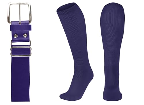 League Outfitters Baseball Belt and Socks Combo Adjustable Baseball/Softball Belt for Youth, Boys, Girls, and Adult