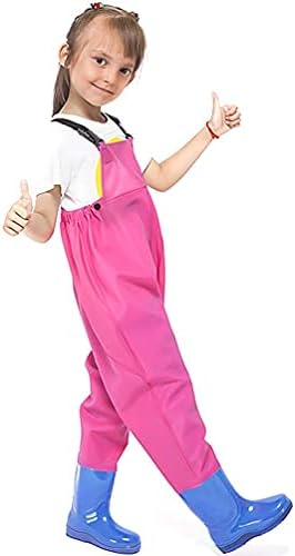 Luwint Kids Chest Waders for Girls, Youth Fishing Waders with Boots Children Hunting Wader Waterproof Lightweight Bootfoot Pink