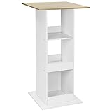 WOLTU Mesa de Bar Cuadrada, Mesa Bistró con 3 Estantes de Almacenamiento, Mesa Pequeña para Cocina, Mesita Auxiliar para Salón y Comedor, 60x60x112cm, Roble Claro+Blanco BT36whe